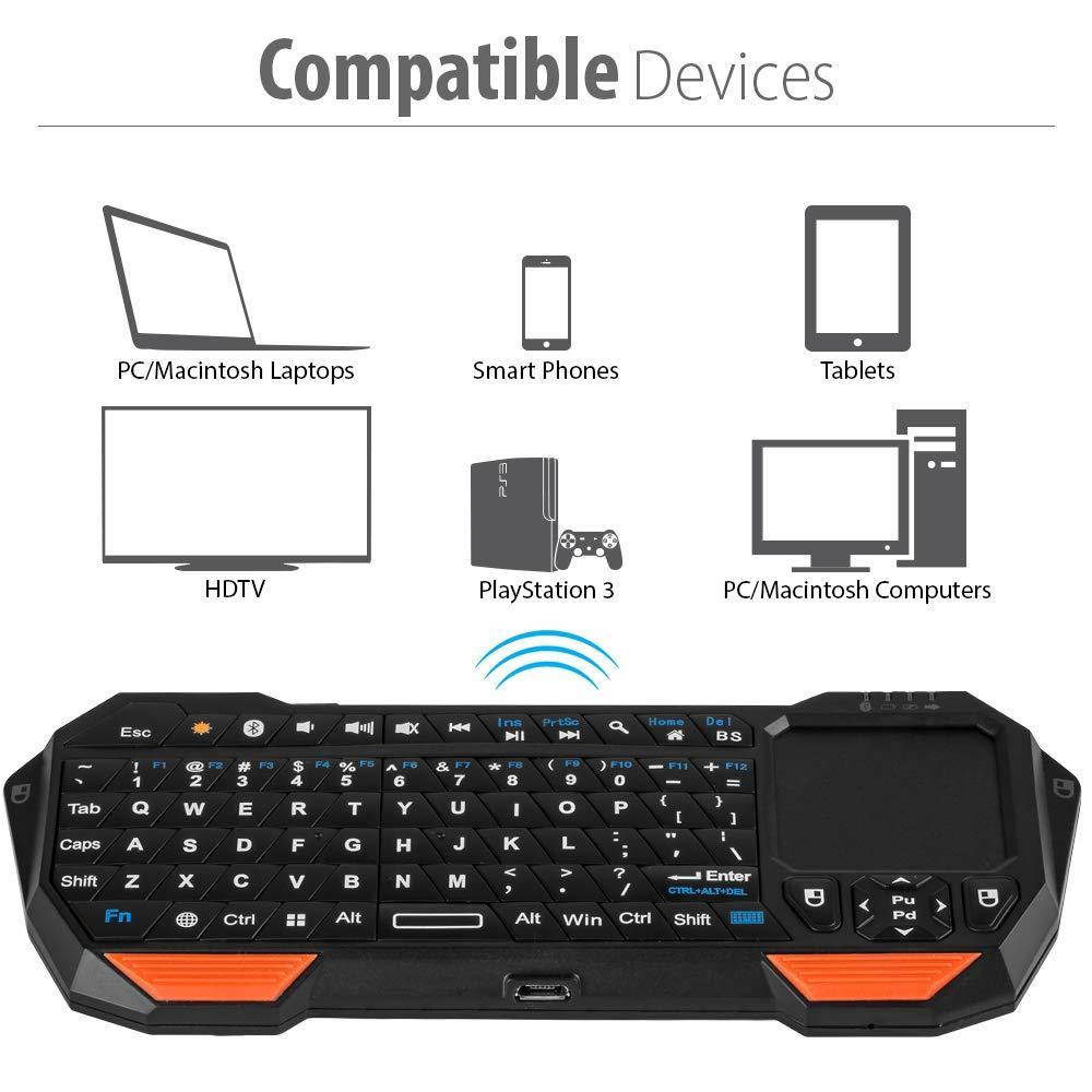 Fosmon Portable Mini Wireless Bluetooth Keyboard Controller with Built-In Touchpad for Tablets, Smartphones & PS3 - Compatible with Samsung Galaxy S4 S IV S3 SIII /  - Black and Orange