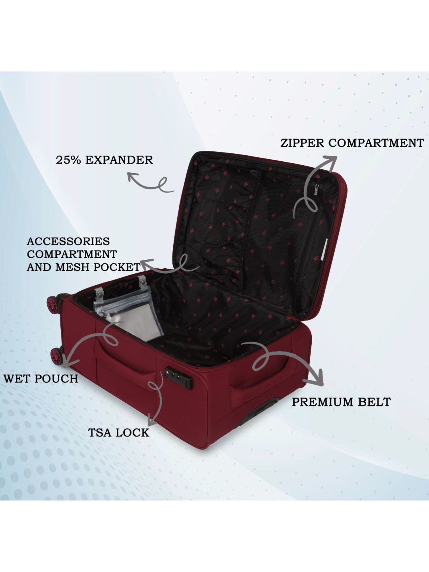 it luggage The Lite Red Medium -24 inches Expandable Soft Case Luggage Trolley with TSA Lock