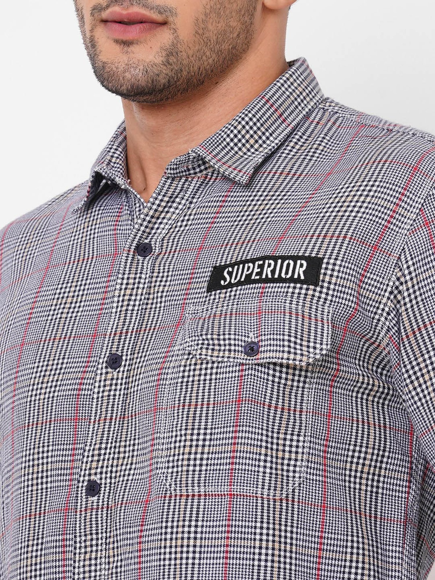 SOLEMIO Multicolor Slim Fit Check Shirt