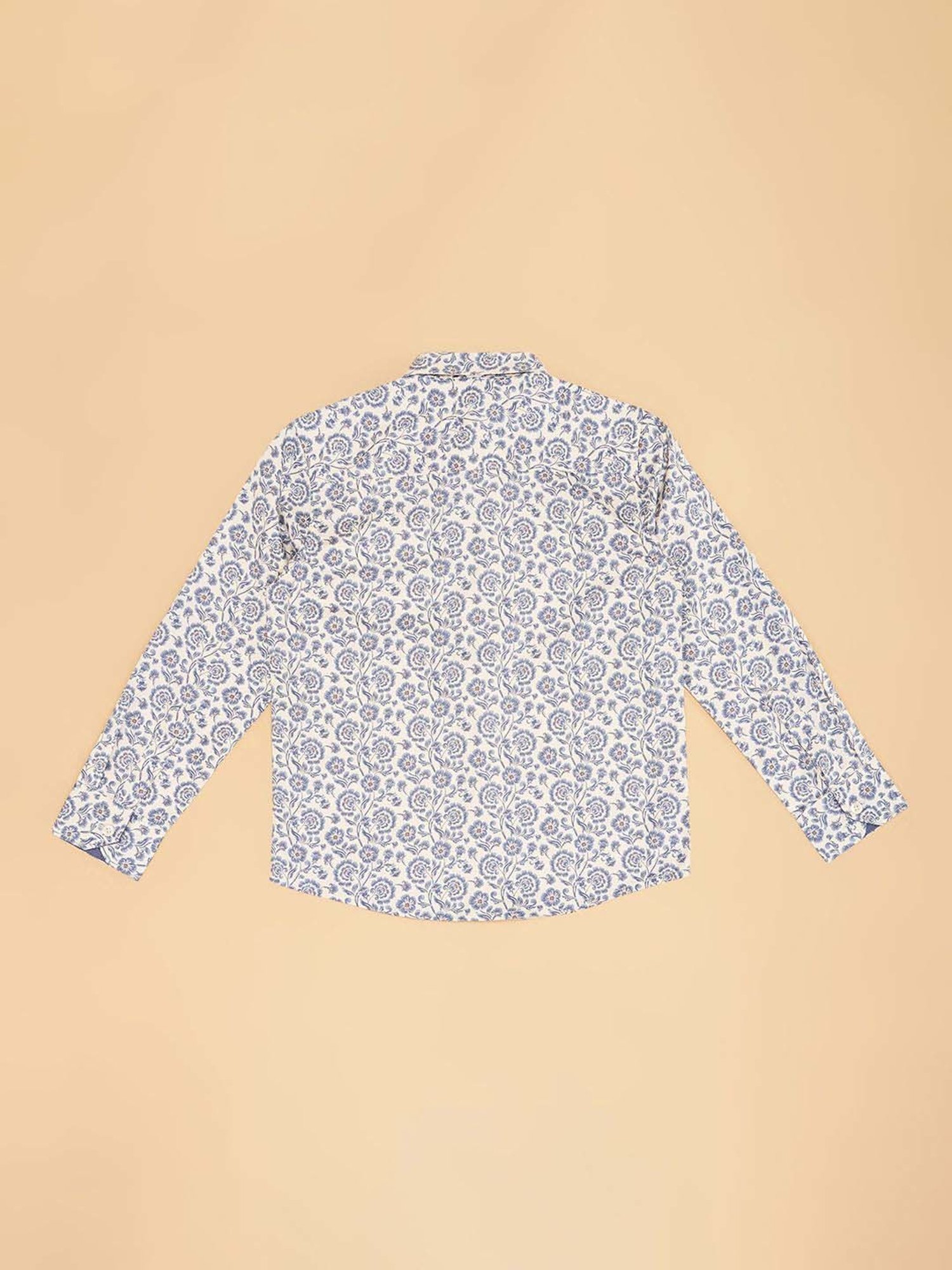 Pantaloons Baby Kids Blue Indigo Cotton Printed Full Sleeves Shirt