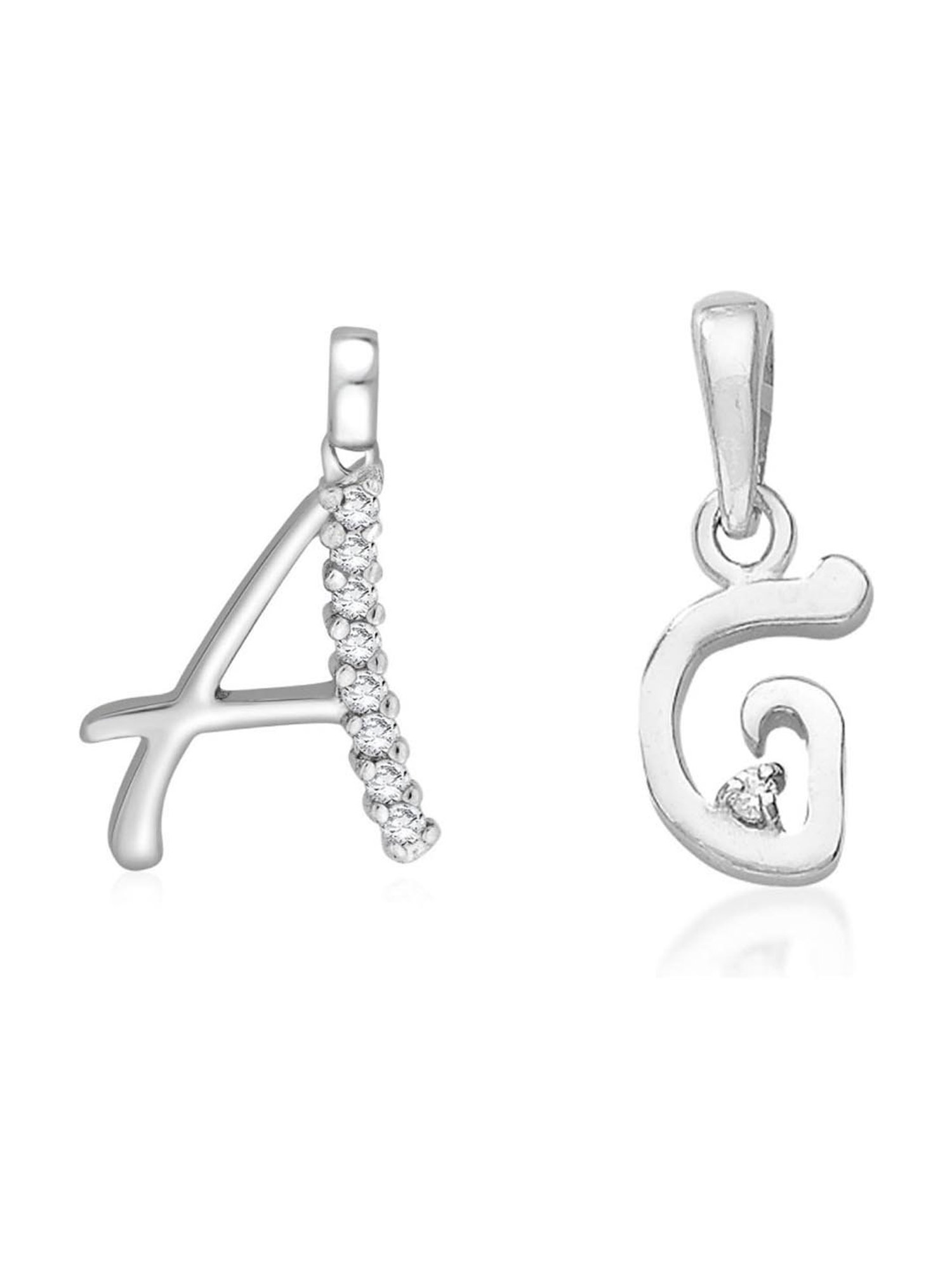 Taraash 92.5 Sterling Silver 'A' & 'G' Initial Letter Couple Pendants
