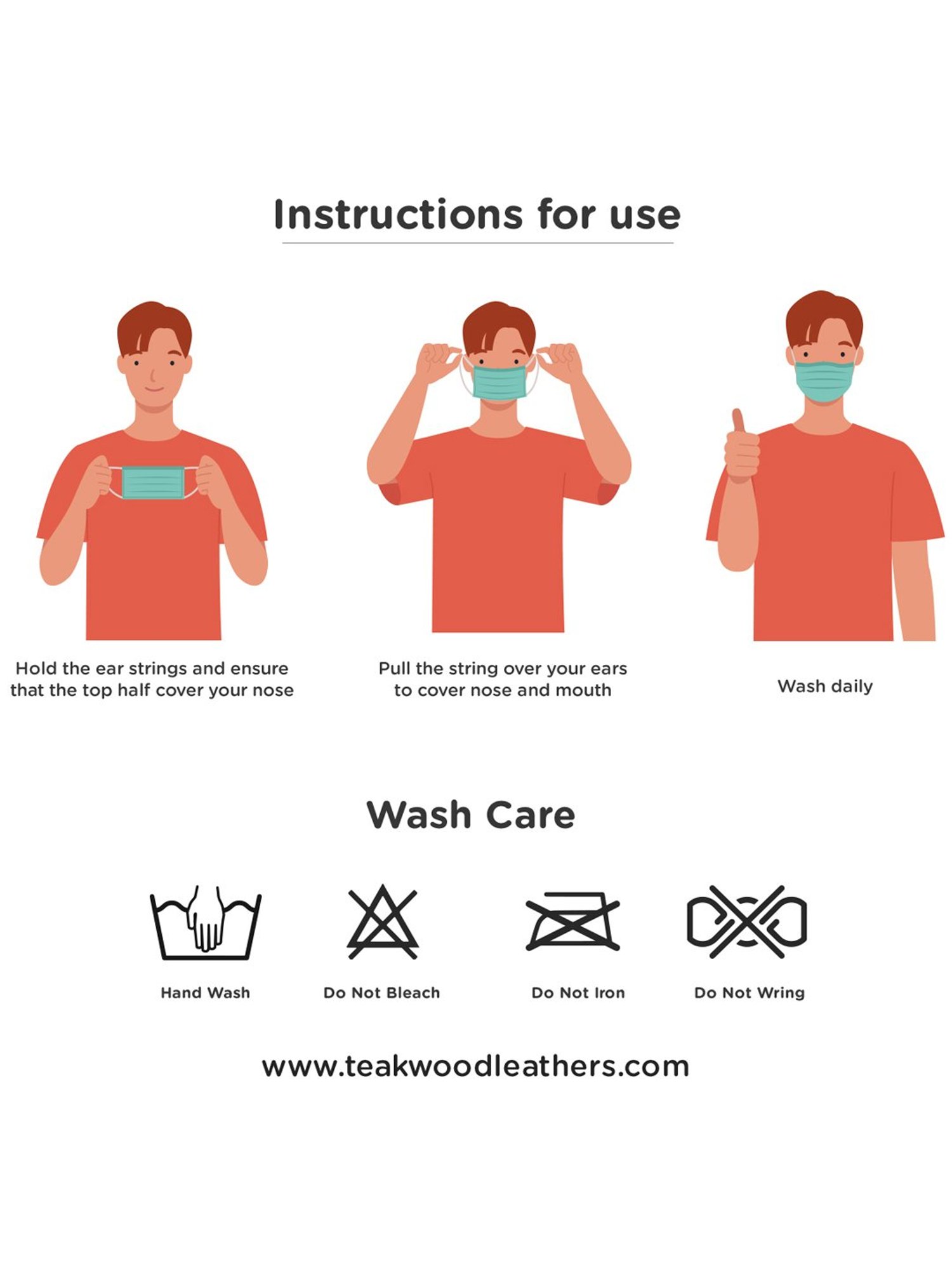 Teakwood Hypashield Reusable 3 Layered Outdoor Face Masks - Pack of 5