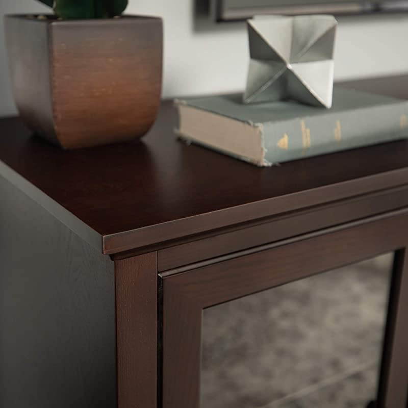 Edison Concord Classic Glass Door Storage TV Console for TVs up to 80 Inches, 70 Inch, Espresso Brown