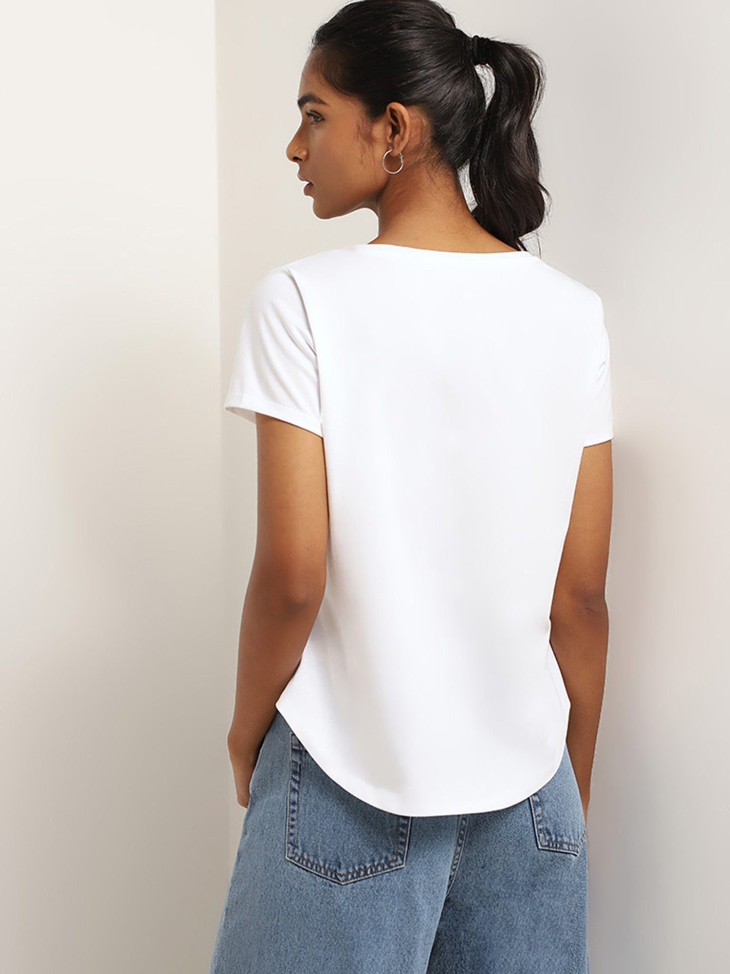 LOV by Westside White Diamante Text Design T-Shirt