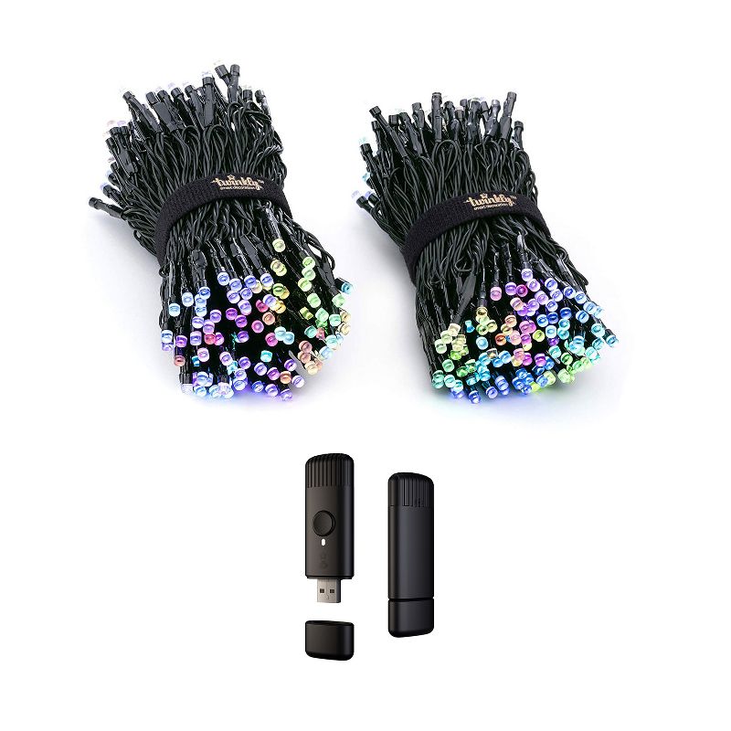 Twinkly 105 Feet 400 LED RGB Multicolor Bluetooth Enabled Decorative String Lights Bundle with USB-Powered Light Effects Music Player Dongle