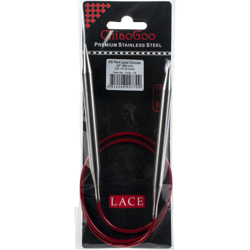 ChiaoGoo Red Lace Stainless Circular Knitting Needles 32"-Size 13/9mm