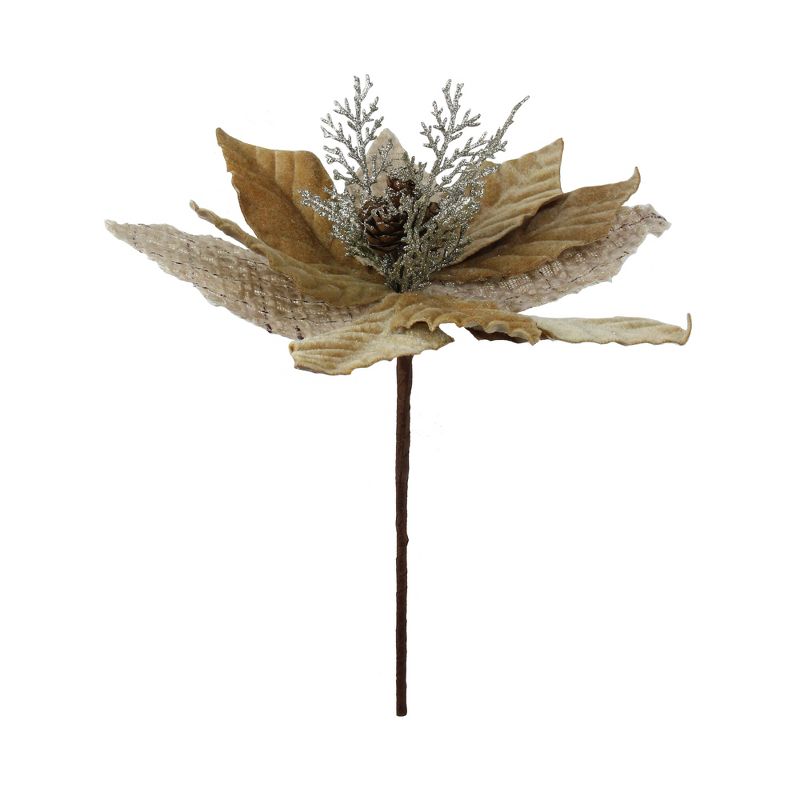 Darice 12" Brown and Silver Sparkling Branch with Glittered Pine Cone Center Spray