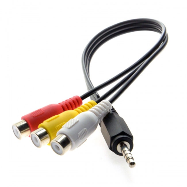 Jimier 3.5mm 1/8" Male Stereo Car AUX to 3 RCA AV Female Cord Audio Video Composite Cable 20cm RC-141