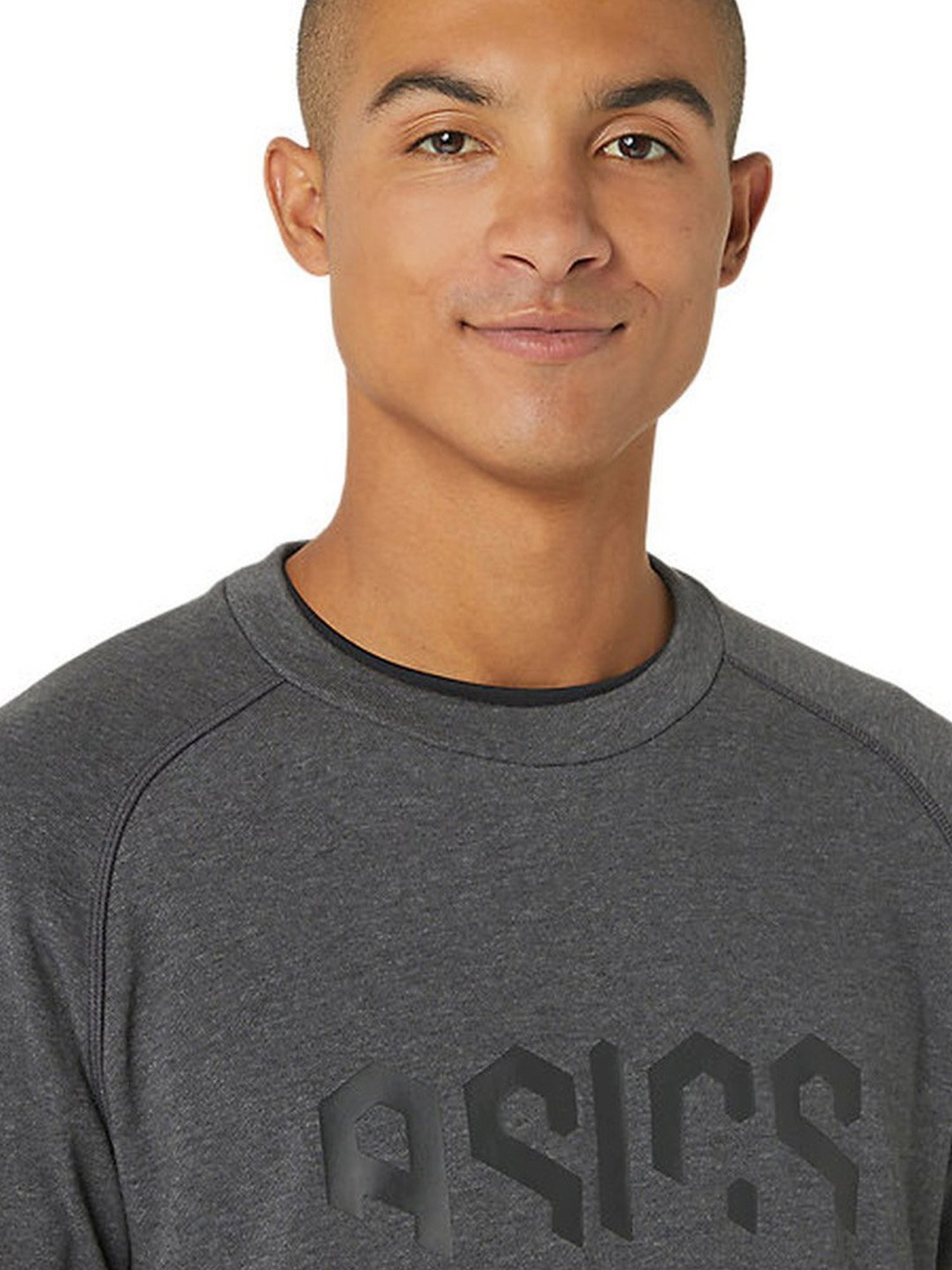 Asics Graphite Grey Heather Regular Fit Printed Sweatshirt