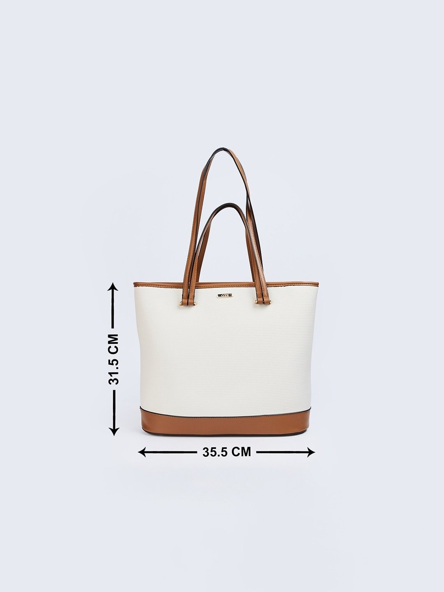 Code by Lifestyle White & Brown Textured Shoulder Handbag