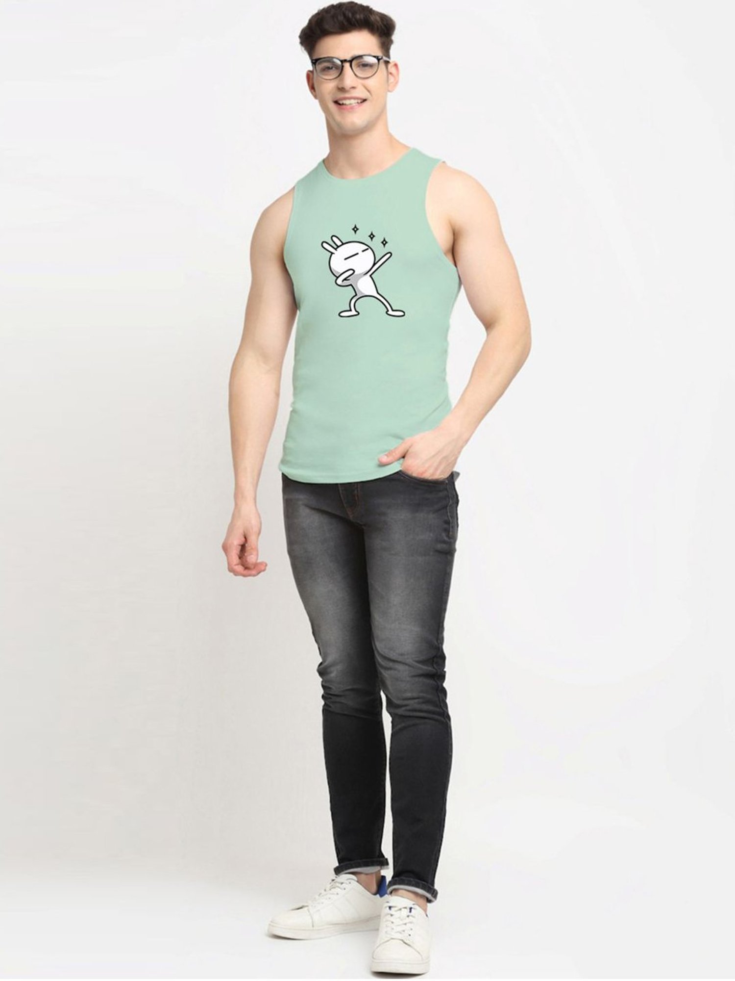 Friskers Pista Cotton Slim Fit Printed Vest