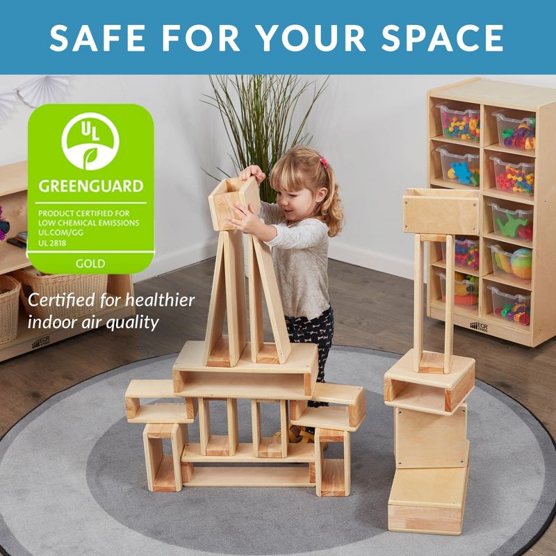 ECR4Kids Big Hollow Block Set | STEM Education Wooden Building Blocks | 18 Pieces
