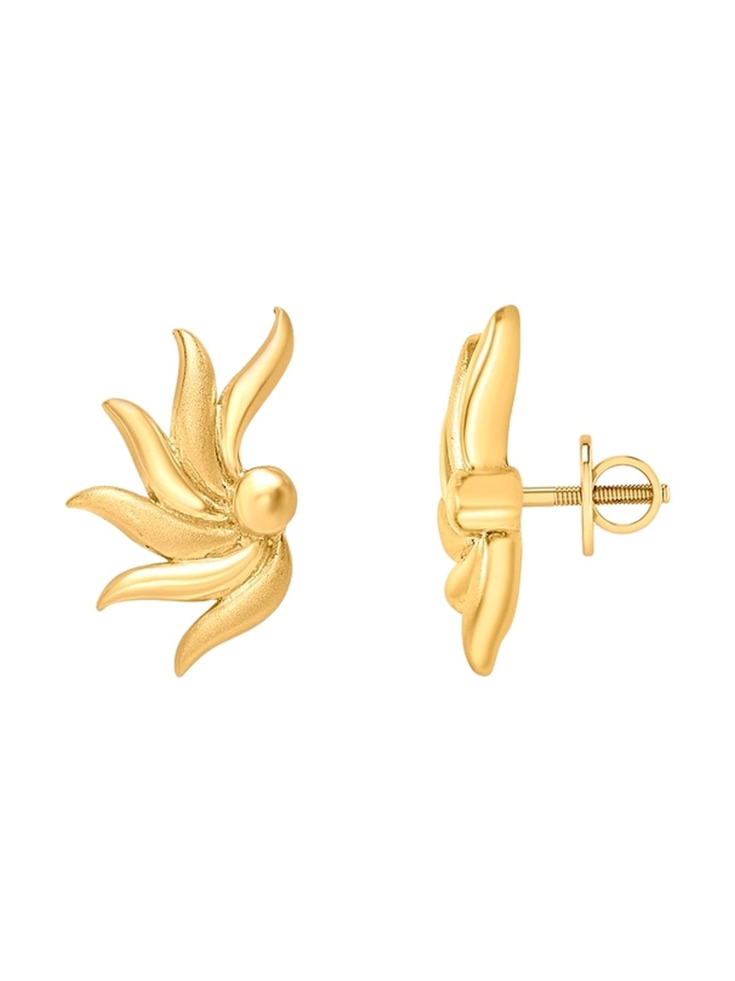 P.N.Gadgil Jewellers 22 Karat (916) BSI Hallmarked Yellow Gold Sunray Slice StudEarring For Woman