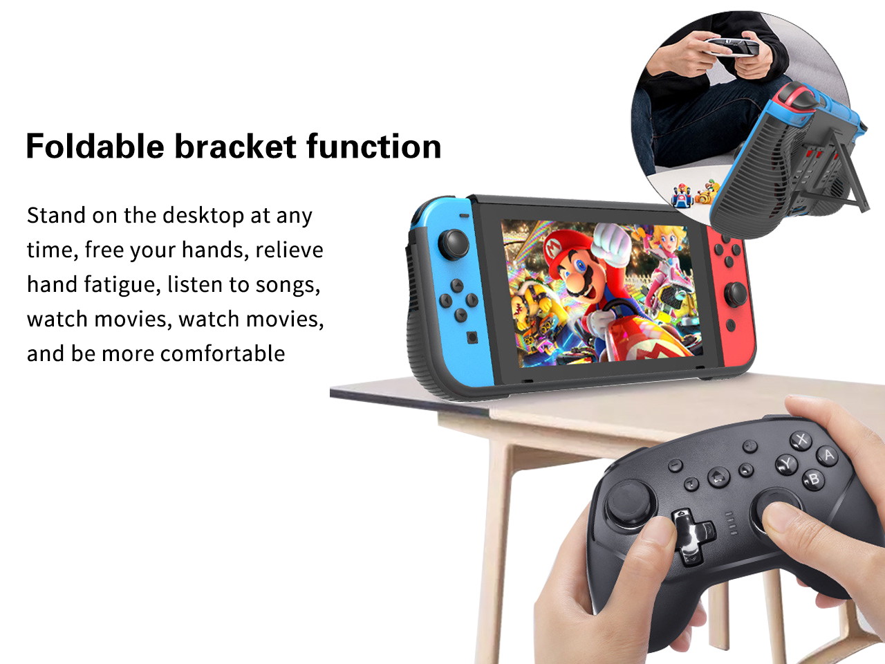N-Switch 2-in-1 multi-function protective cover, PC+TPU protective cover, with four game card storage slots for N-Switch console bracket