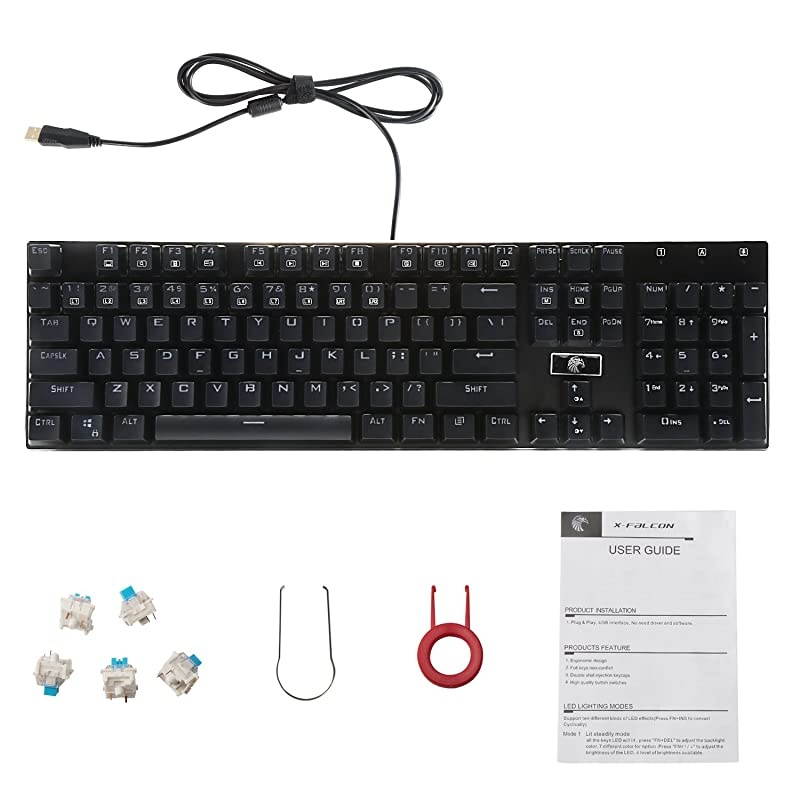 Backlit Mechanical Gaming Keyboard, E-Element LED Clicky Wired Keyboard with DIY Blue Switches, Anti-ghosting 104 Keys (Black)