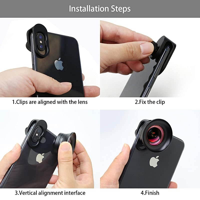 Phone Camera Lens Pro  4K HD 2 in 1 Aspherical Wide Angle Lens amp Super Macro LensClipOn Cell Phone Camera Lenses Compatible with iPhoneAndroidSamsung Mobile Phones and Tablets