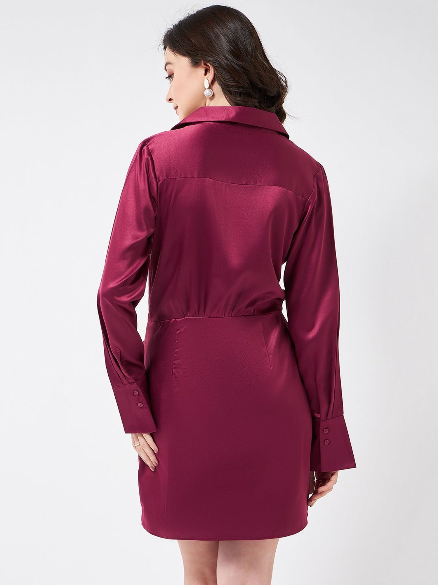 Magre Wine Regular Fit A Line Dress