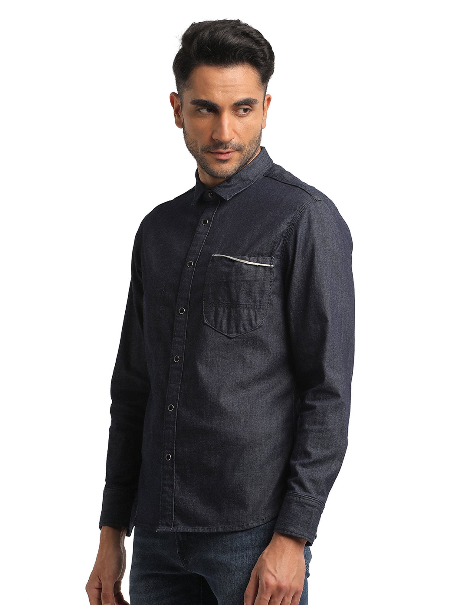 EVERBLUE Dark Blue Regular Fit Shirt
