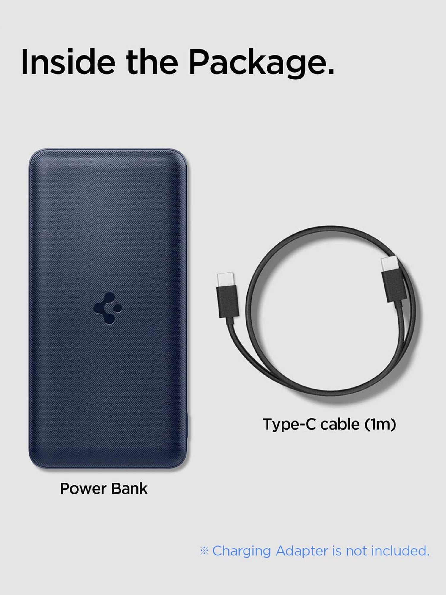 Spigen 20000 mAh, 30W Fast Charging Power Bank for MacBook with 2 USB-C Ports (Navy Blue)