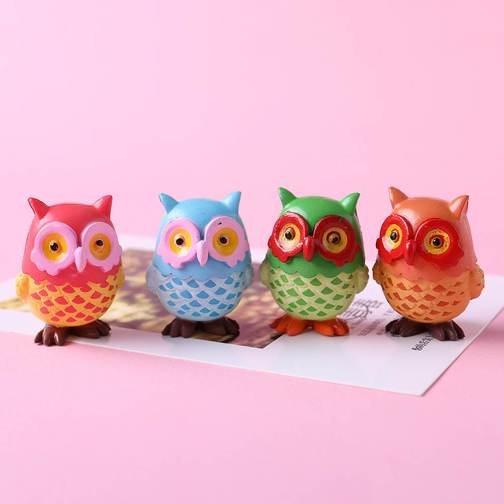 4PCS Mini Owl Refrigerator Stickers 3D PVC Animal Fridge Magnets for Home Decoration (Random Color)
