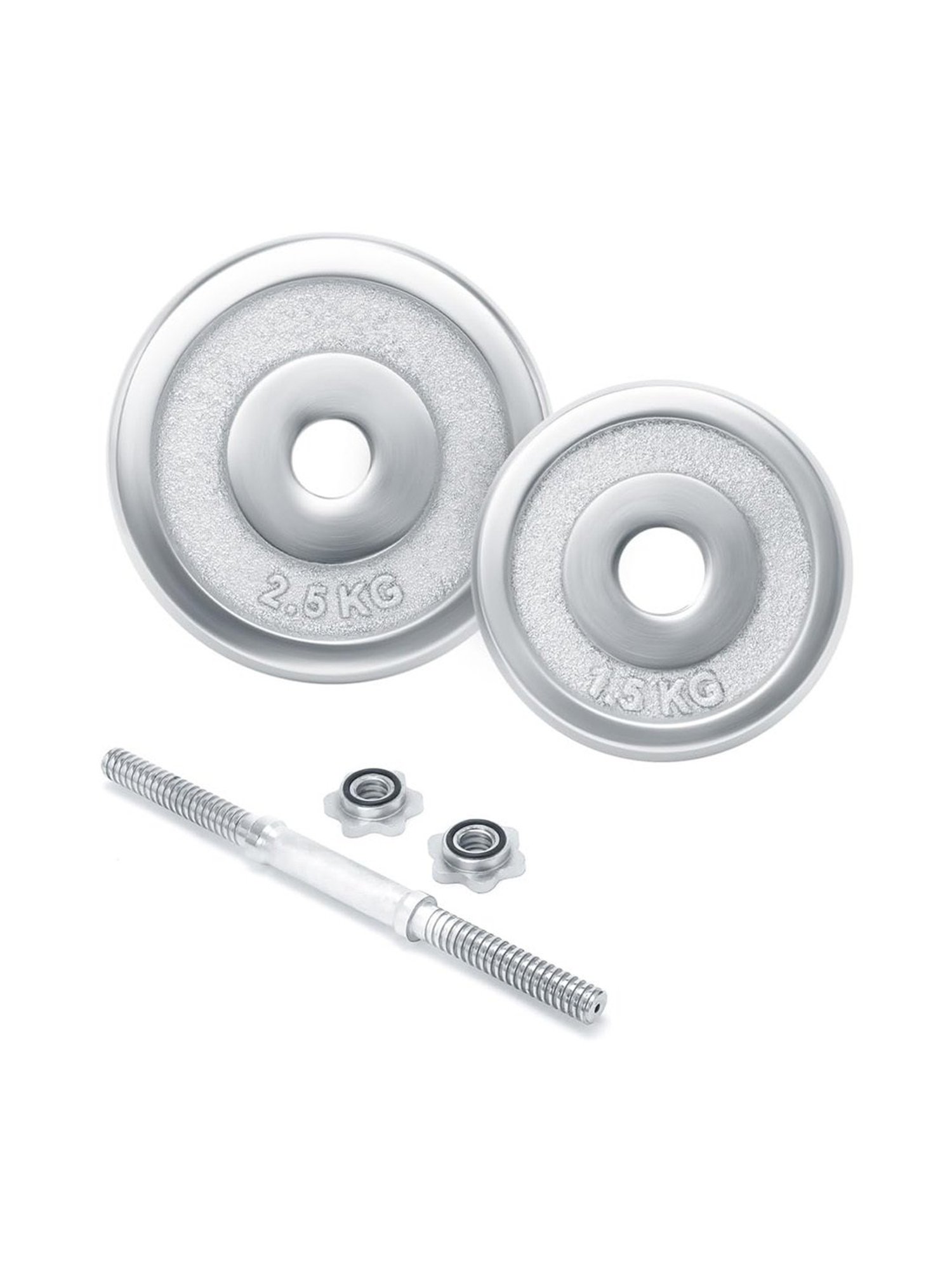 KAKSS Cast Iron Chrome Plated Dumbbells (Silver) Size - 30KG