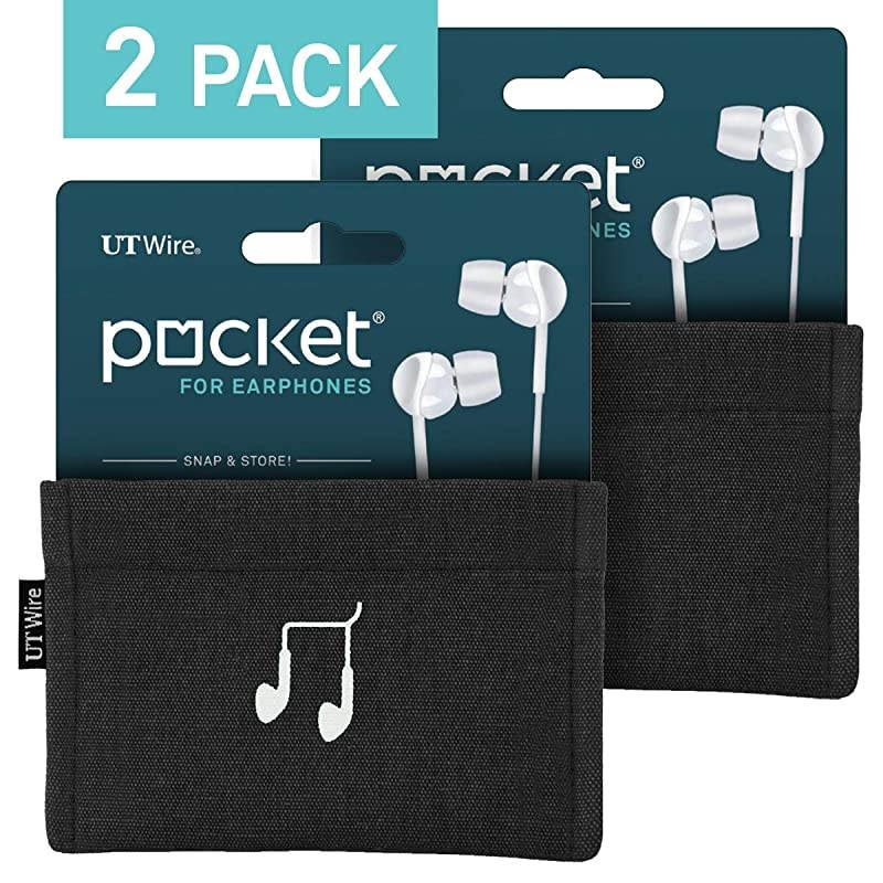 Pocket Earbud Earphone Case Pouch Bag Organizer Black 2 Pack