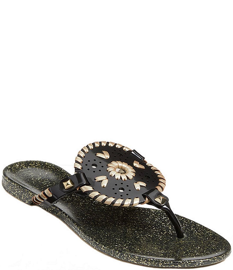 Jack Rogers Georgica Sparkle Studded Whipstitched Jelly Sandals