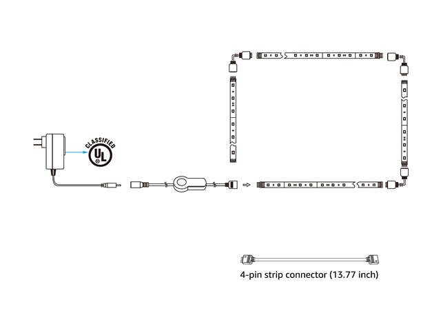 TorchStar LED Strip Light Kit, works with Amazon Alexa, 4pcs - Waterproof Strip Lights, Flexible Strips, RGB