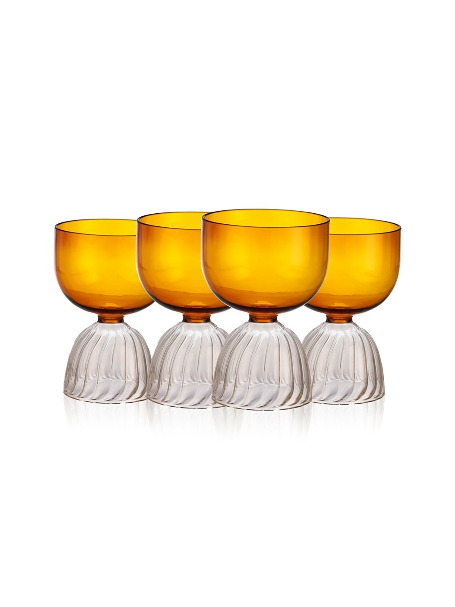 Trovea's Premium Inner Ribbed Transparent Glass Cocktail Glass - Set of 4