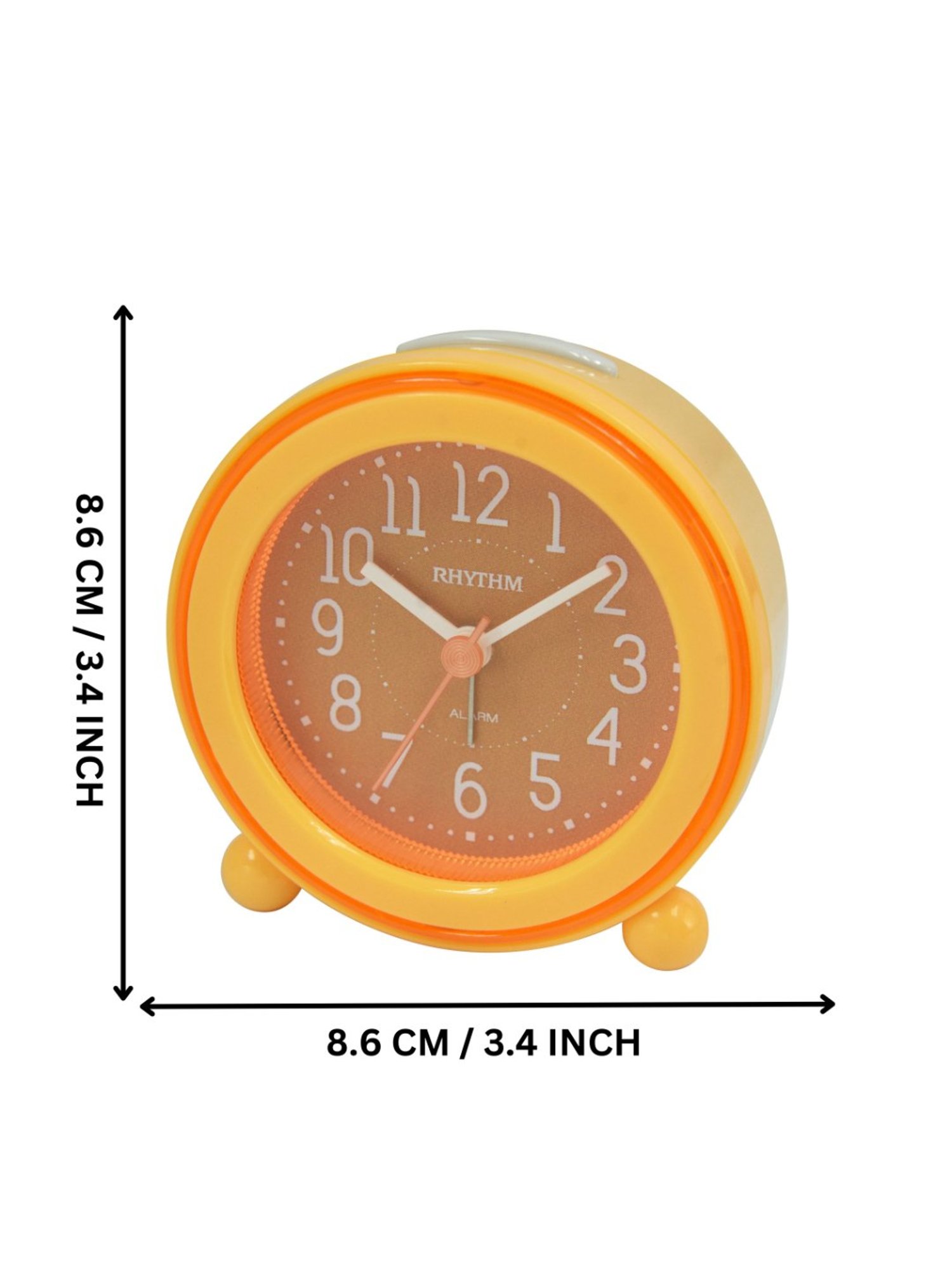 RHYTHM Yellow Plastic Round Beep Alarm Sound with LED Flash Light Table Clock