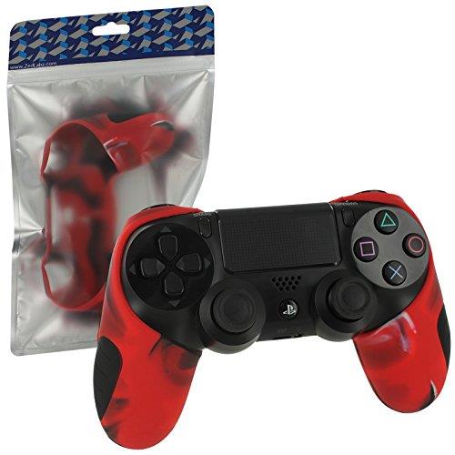 ZedLabz SG-1 silicone rubber grip cover case skin for Sony PS4 controllers - camo red