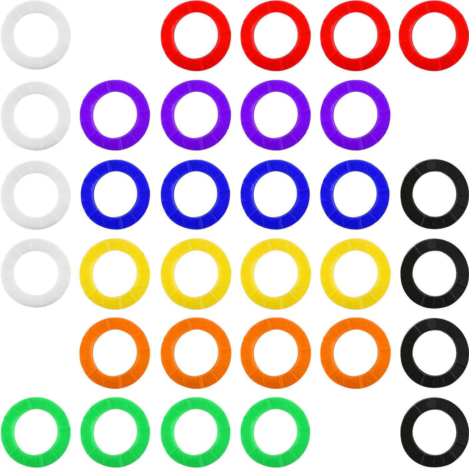 Chuangchou 64 Pieces Key Caps Covers Kit, Plastic Key Identifier Rings in 8 Different Colors with 32 Pieces Steel Key Rings for Keys Organization