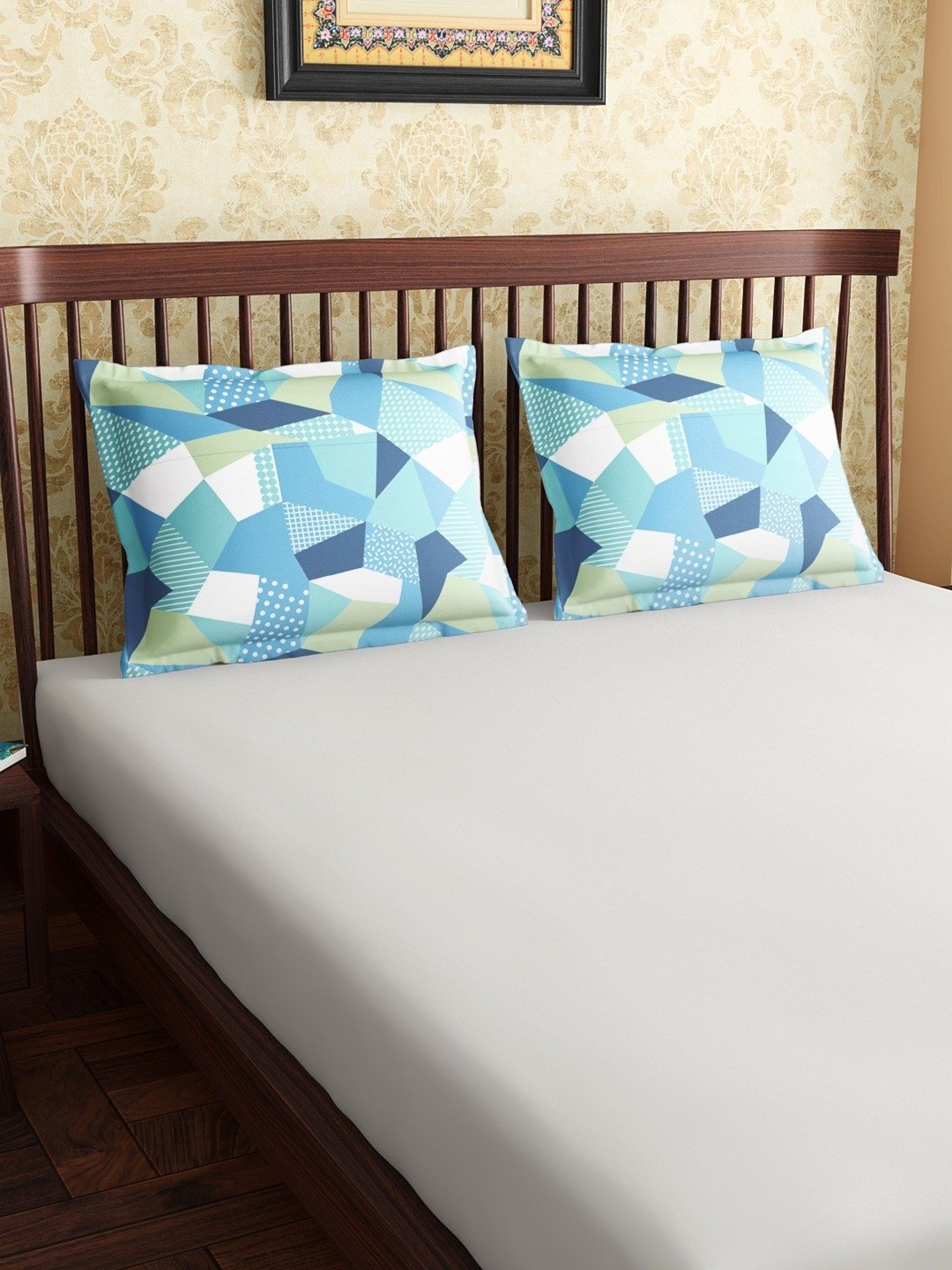 Petal Home Origami Abstract Multicolor 300 TC Cotton Pillow Covers - Set of 2