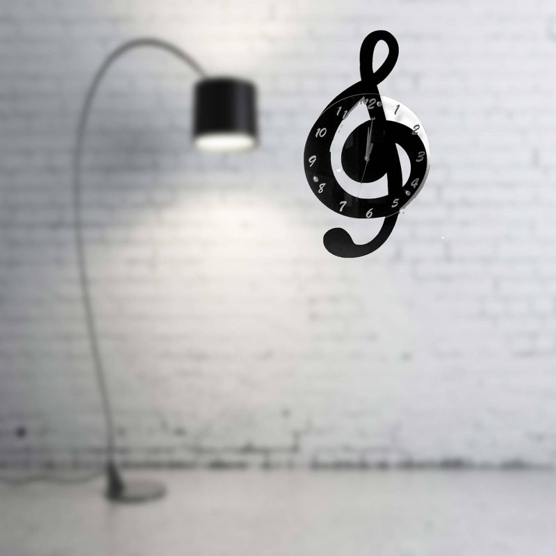 Treble Clef Wall Clock Black - Creative Motion Industries