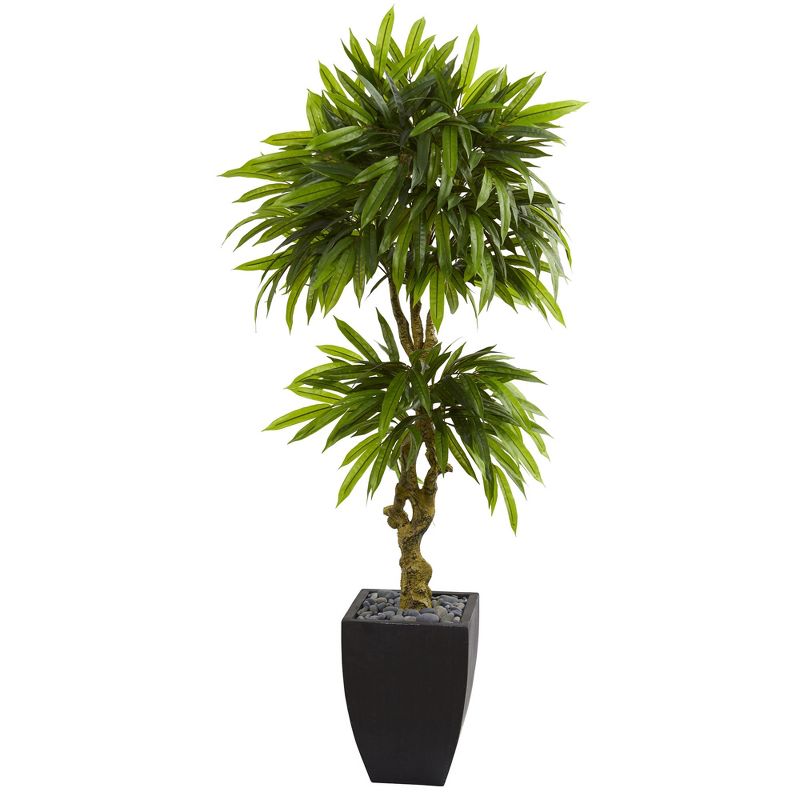 27" x 14" Artificial Rubber Plant in Boho Basket Cream - LCG Florals