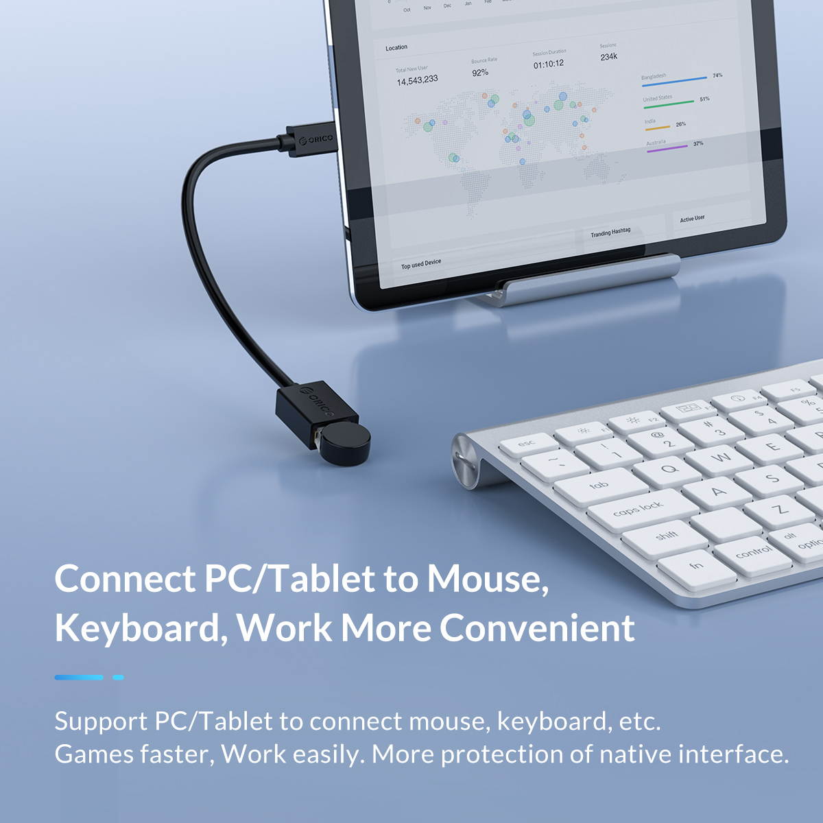 ORICO Type-C to USB3.0 Adapter Support Mobile Phone OTG Function Date Cable  15cm USB C Cable For Phone PC Connect to U Disk Mouse Keyboard