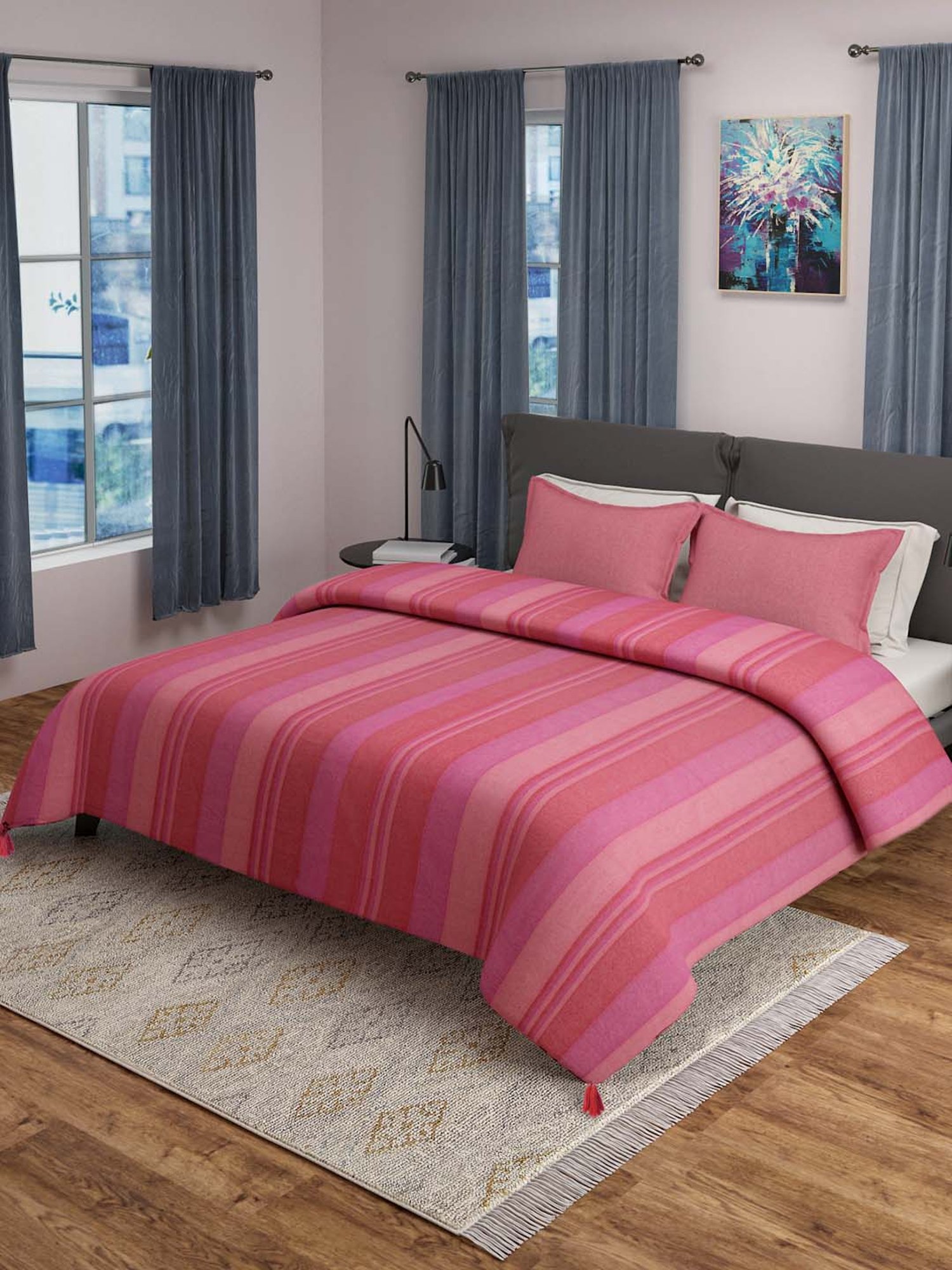 Saral Home Joy Pink 350 TC Bed Sheet Set