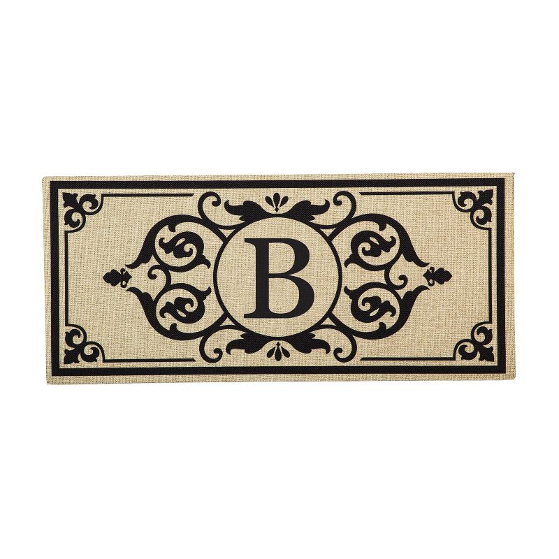 Evergreen Flag Cambridge Monogram Burlap Sassafras Switch Mat, Letter B
