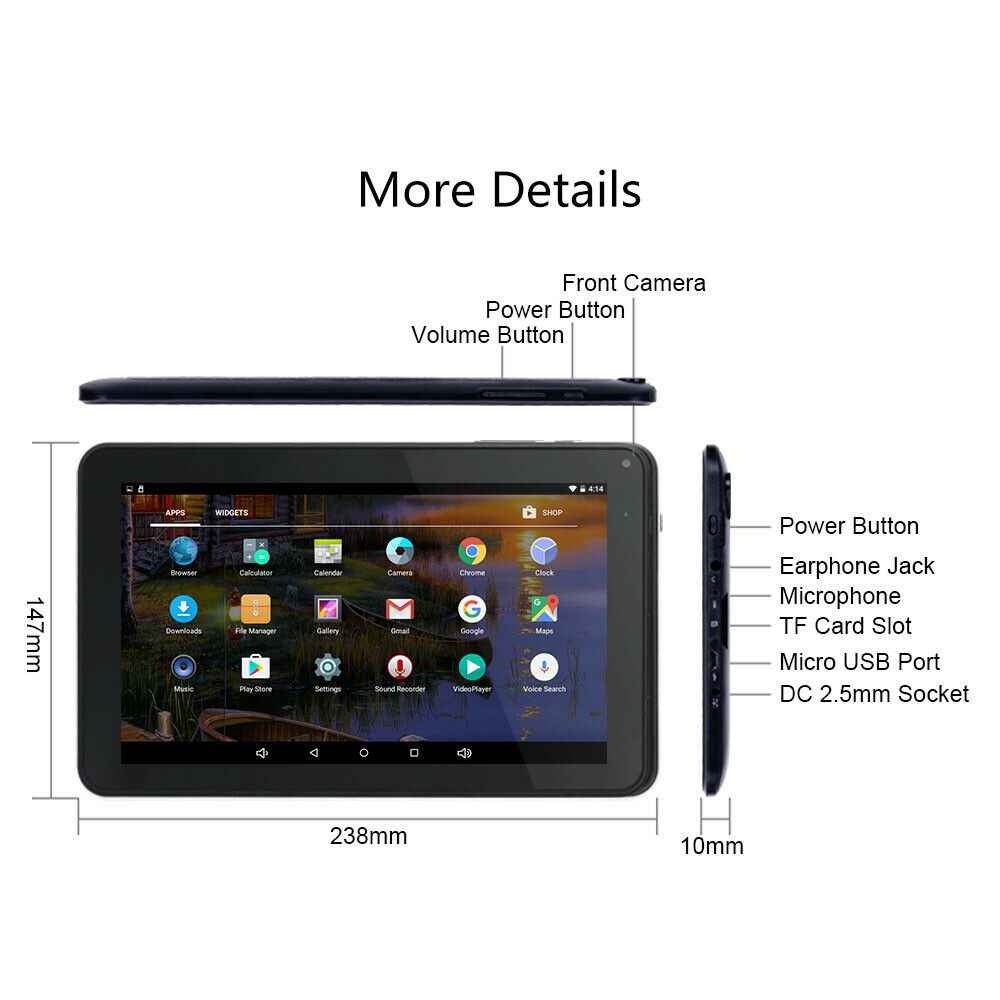 9"INCH Newest Android Tablet PC Quad Core 1+16GB HD Dual Camera WiFi XGODY T901