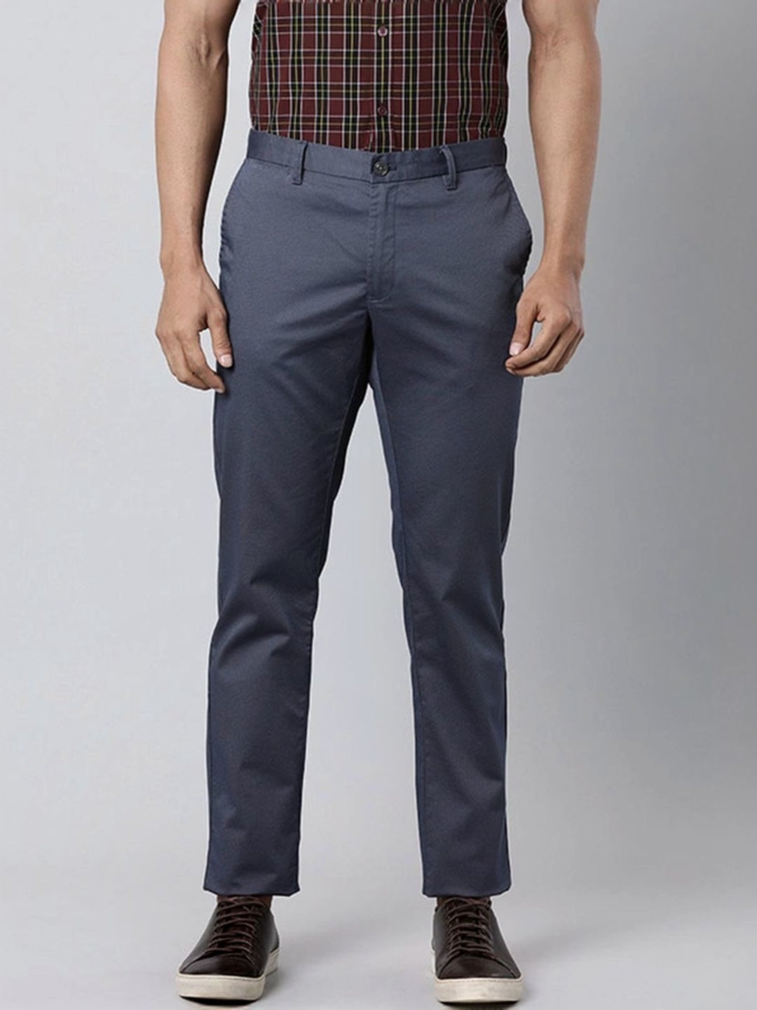 Indian Terrain Grey Slim Fit Trousers