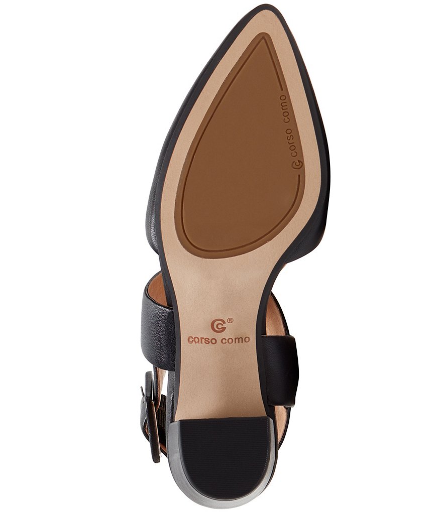 Riina Leather Asymmetrical Block Heel Pointed Toe Pumps