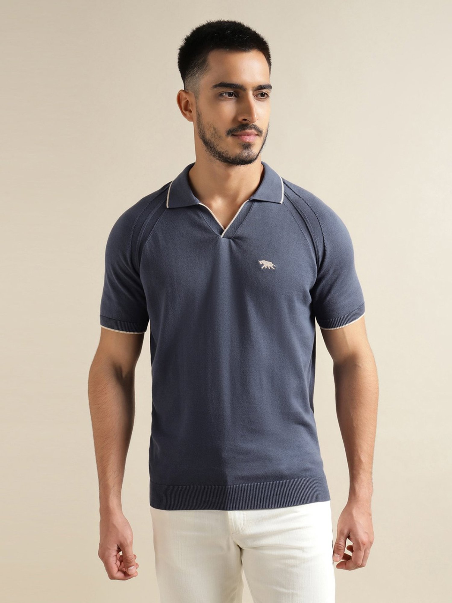 ANDAMEN Slate Grey Regular Fit Polo T-Shirt
