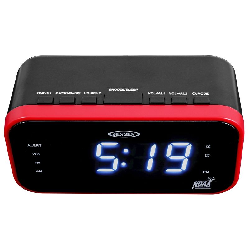 JENSEN AM/FM Weather Band Clock Radio with Weather Alert, Dual Crescendo Alarm, Dimmer (JEP-150)