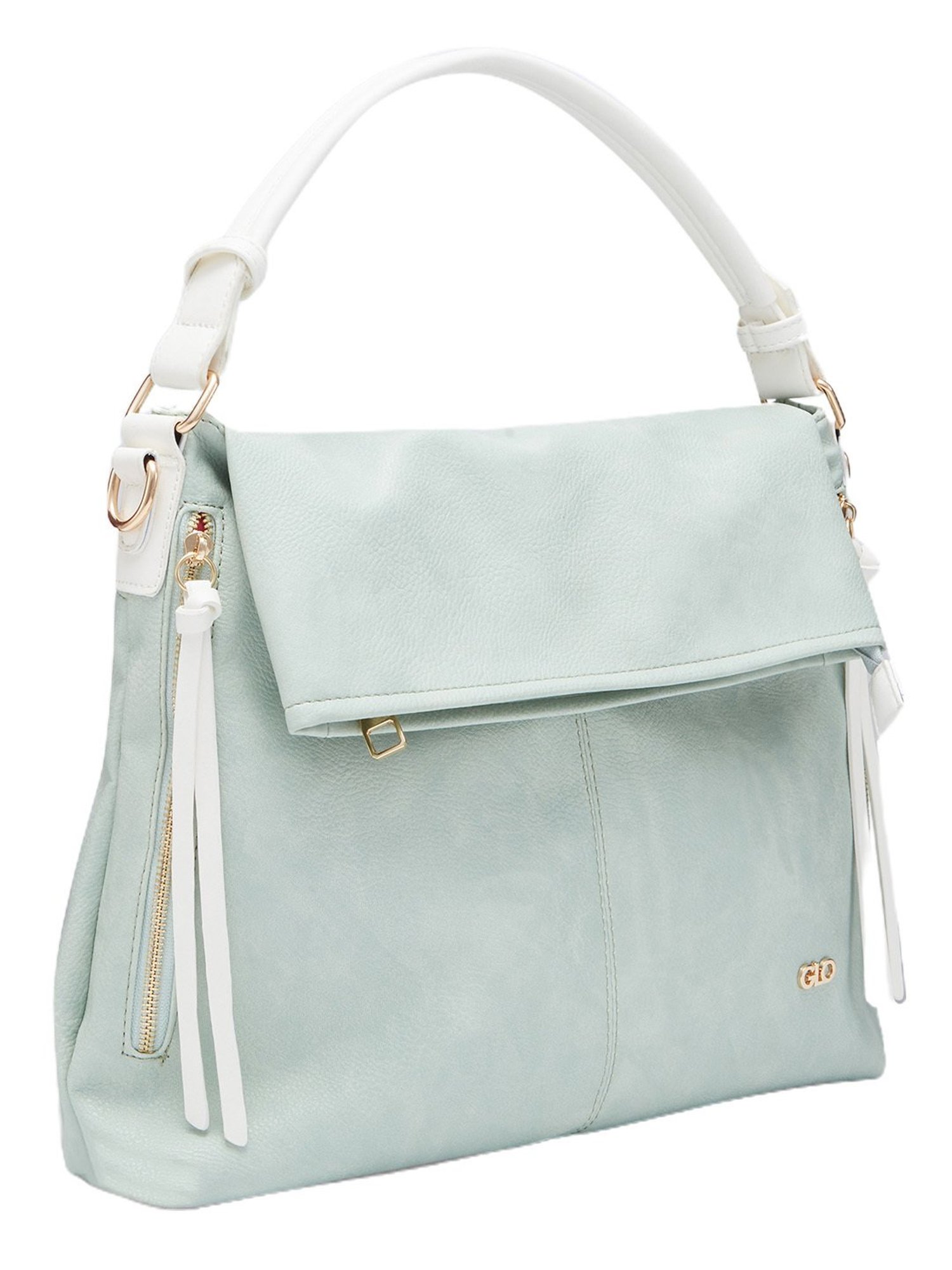 Globus Women Mint Green Textured Vegan Leather Hobo Bag