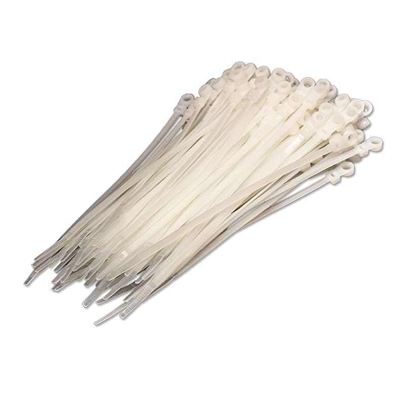 8 Inch Mount Head Screw Cable Wire Zip Tie 50 lbs Natural White 1000 Pack Lot Pcs