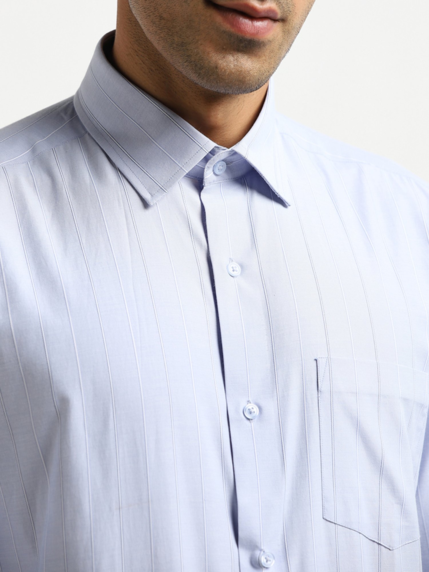 WES Formals by Westside Blue Pinstripe Design Relaxed-Fit Shirt