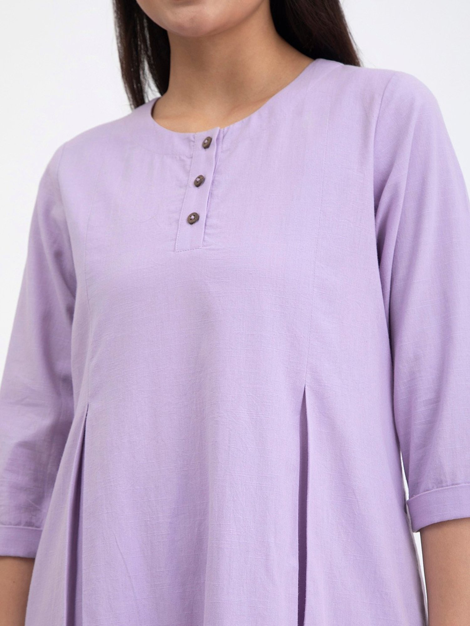 Pink Fort Lavender Cotton Relaxed Fit Kurta