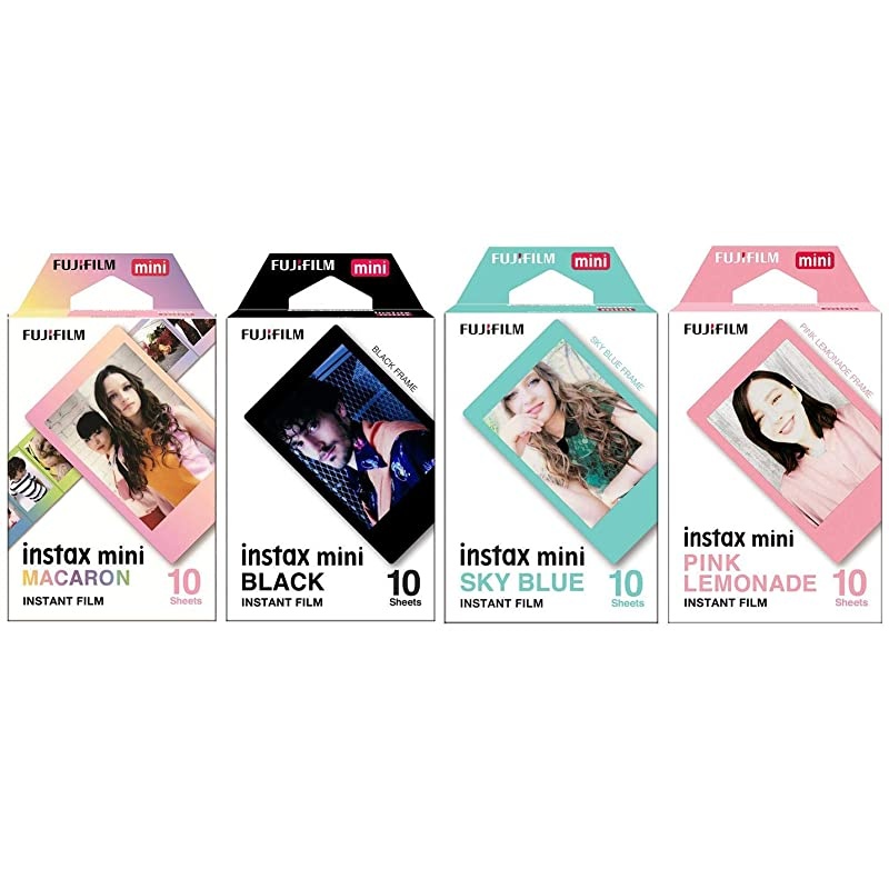 and Black and Sky Blue and Pink Lemonade instax Mini Films for Fuji instax Mini Set of 4 Packs x 40 Photos