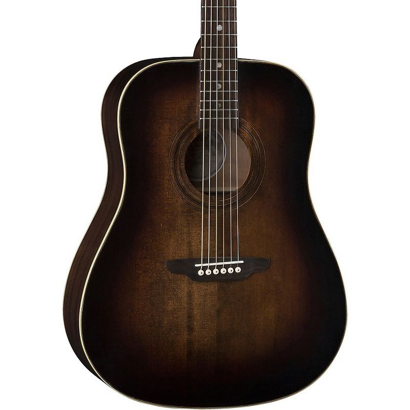 Luna Guitars Art Vintage Dread Solid Top Distressed Acoustic Guitar Distressed Vintage Brownburst