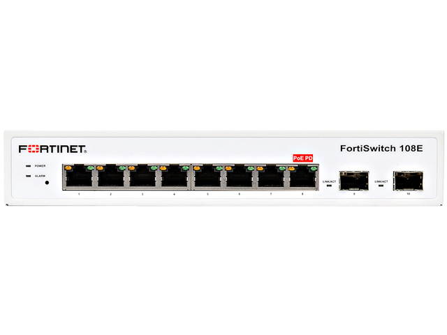 Fortinet FS-108E Fortiswitch 108E - Switch - Managed - 7 X 10/100/1000 + 1 X 10/100/1000 (Poe) + 2 X Gigabit Sfp - Desktop